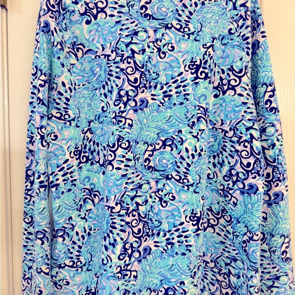 EUC LILLY PULITZER Janie Popover Light Aqua Spritz, Lace Trim; Looks New! - Picture 4 of 8
